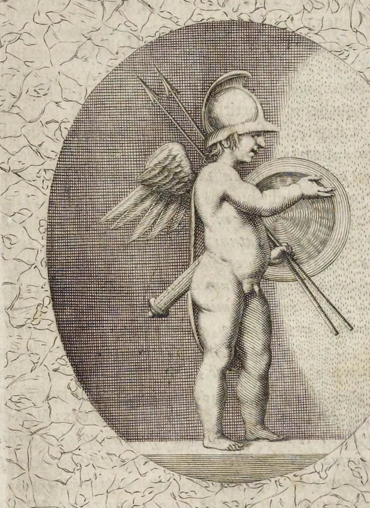 An illustration from Hieroglyphica, siue, Antiqua schemata gemmarum anularium : quaesita moralia, politica, historica, medica, philosophica, & sublimiora, omnigenam eruditionem & altiorem sapientiam attingentia, 1653, leaf 120