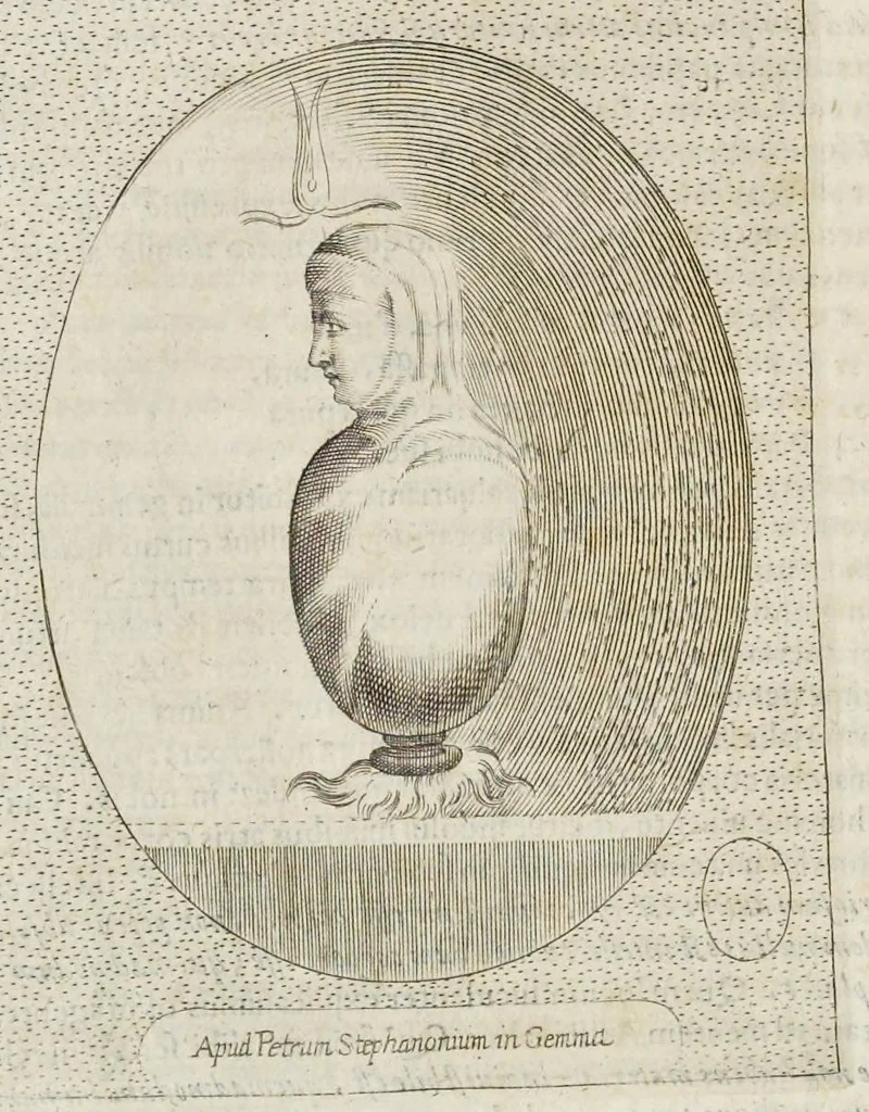 An illustration from Hieroglyphica, siue, Antiqua schemata gemmarum anularium : quaesita moralia, politica, historica, medica, philosophica, & sublimiora, omnigenam eruditionem & altiorem sapientiam attingentia, 1653, leaf 195