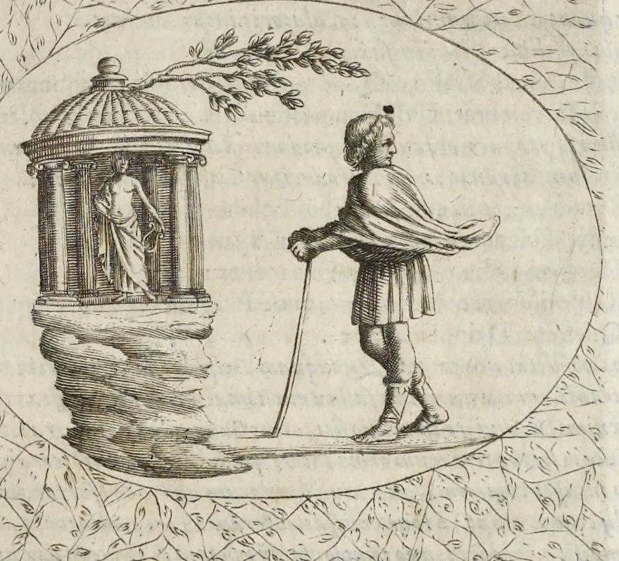 An illustration from Hieroglyphica, siue, Antiqua schemata gemmarum anularium : quaesita moralia, politica, historica, medica, philosophica, & sublimiora, omnigenam eruditionem & altiorem sapientiam attingentia, 1653, leaf 210
