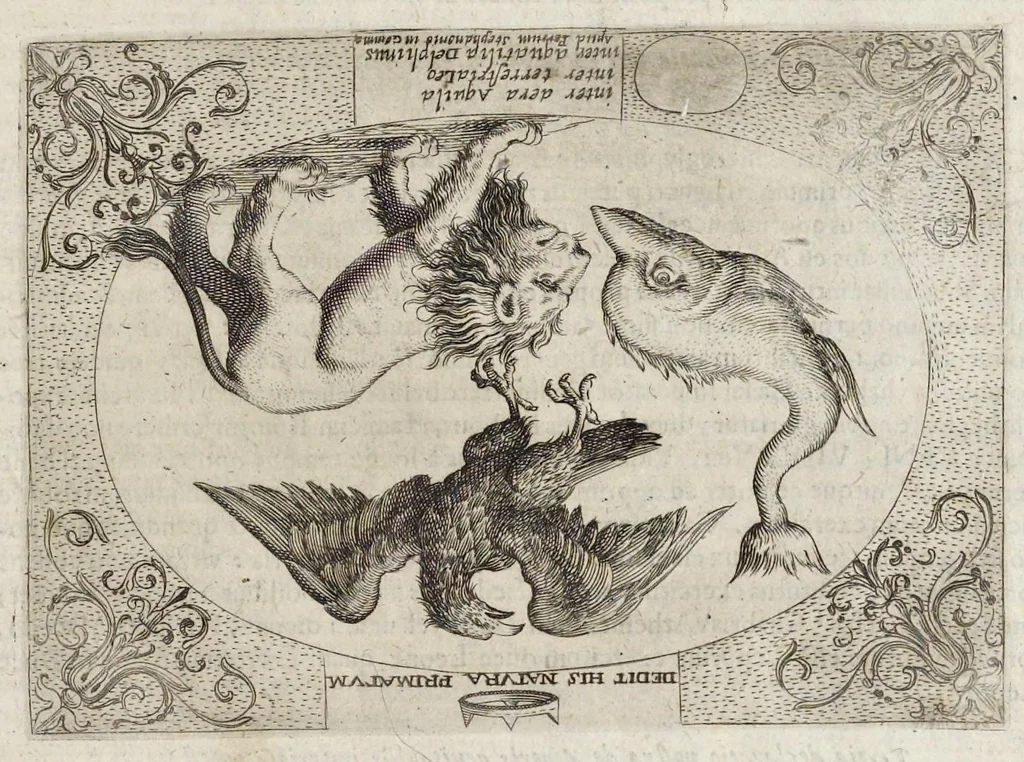 An illustration from Hieroglyphica, siue, Antiqua schemata gemmarum anularium : quaesita moralia, politica, historica, medica, philosophica, & sublimiora, omnigenam eruditionem & altiorem sapientiam attingentia, 1653, leaf 236