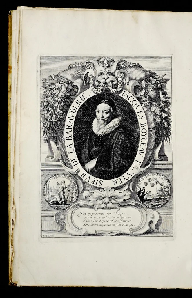 An illustration from Traité du iardinage selon les raisons de la nature et de l'art : divisé en trois livres : ensemble diuers desseins de parterres, pelouzes, bosquets & autres ornemens seruans à l'embellissement des iardins, 1638, leaf 19