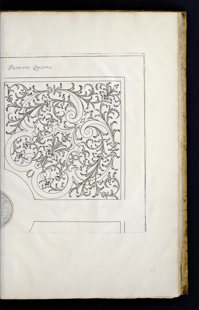 An illustration from Traité du iardinage selon les raisons de la nature et de l'art : divisé en trois livres : ensemble diuers desseins de parterres, pelouzes, bosquets & autres ornemens seruans à l'embellissement des iardins, 1638, leaf 226