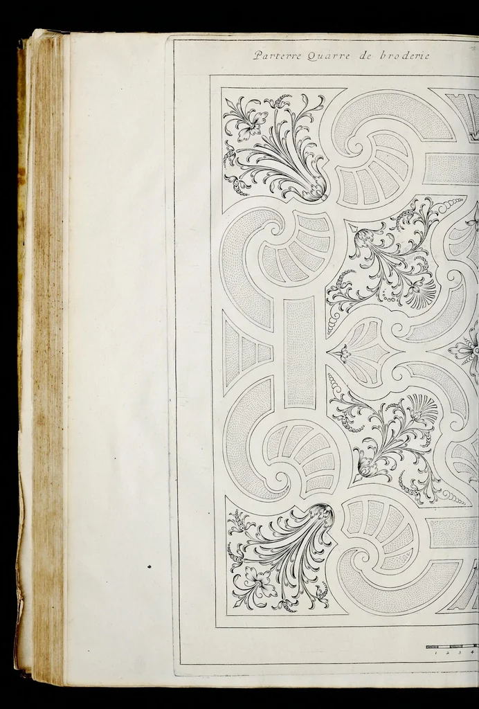 An illustration from Traité du iardinage selon les raisons de la nature et de l'art : divisé en trois livres : ensemble diuers desseins de parterres, pelouzes, bosquets & autres ornemens seruans à l'embellissement des iardins, 1638, leaf 241