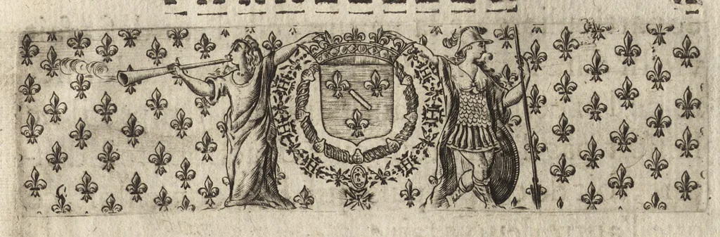 An illustration from Paralelles et eloges historiques d'Alexandre le Grand et de monseigneur le prince duc d'Anguien : auec les planches des plus importantes villes qu'il a reduites en ses quatre campaignes sous l'obeyssance du roy, 1647, leaf 46