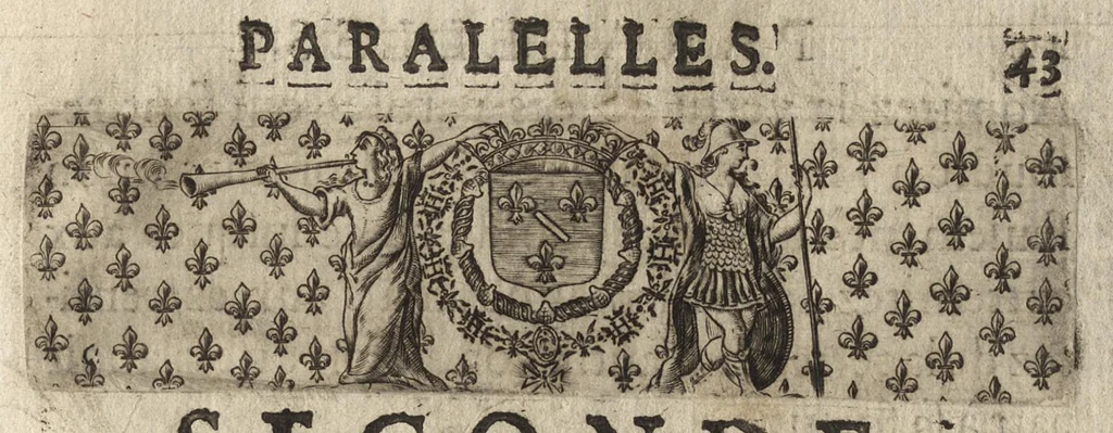 An illustration from Paralelles et eloges historiques d'Alexandre le Grand et de monseigneur le prince duc d'Anguien : auec les planches des plus importantes villes qu'il a reduites en ses quatre campaignes sous l'obeyssance du roy, 1647, leaf 58