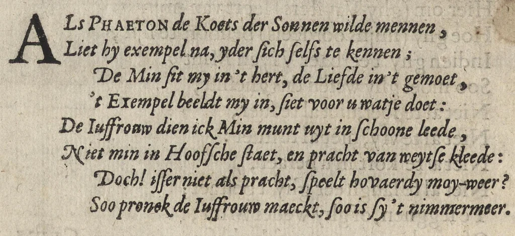An illustration from Eerlycke tytkorting bestaende in verscheyde rymen, 1634, leaf 61