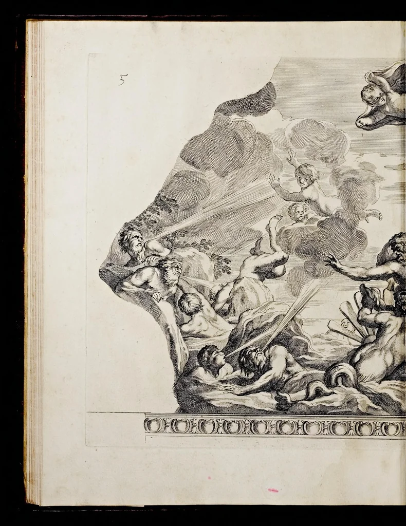 An illustration from Galeria dipinta nel palazzo del prencipe Panfilio da Pietro Berrettini da Cortona, 1661, leaf 19