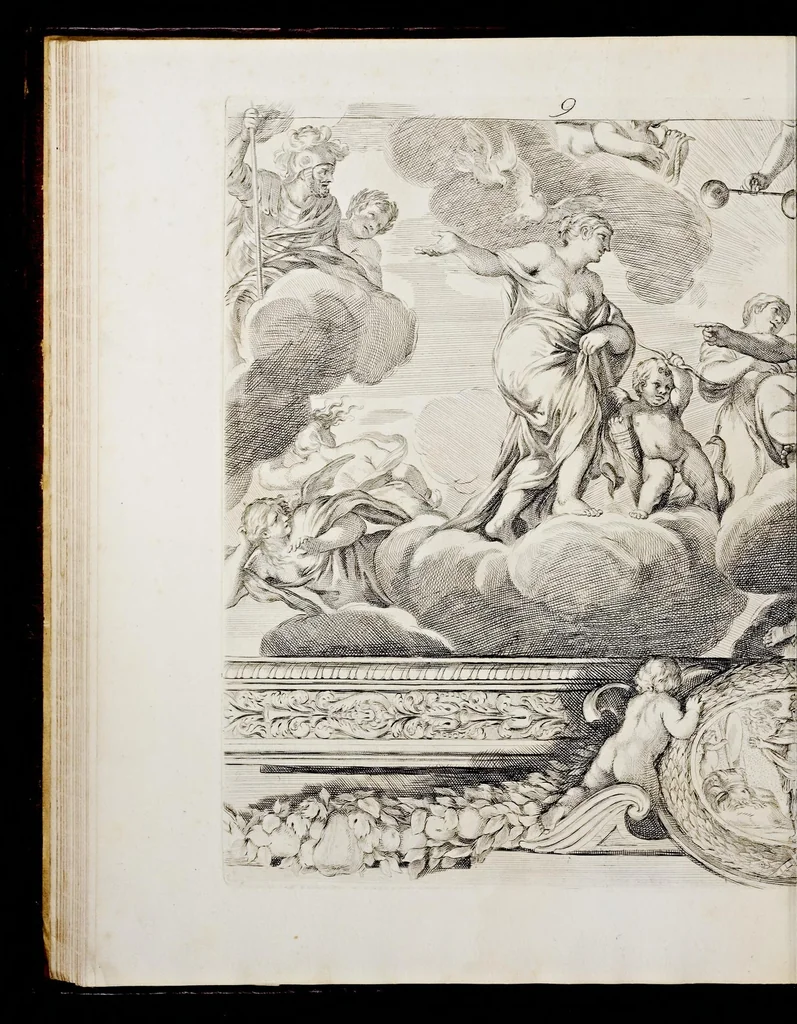 An illustration from Galeria dipinta nel palazzo del prencipe Panfilio da Pietro Berrettini da Cortona, 1661, leaf 33