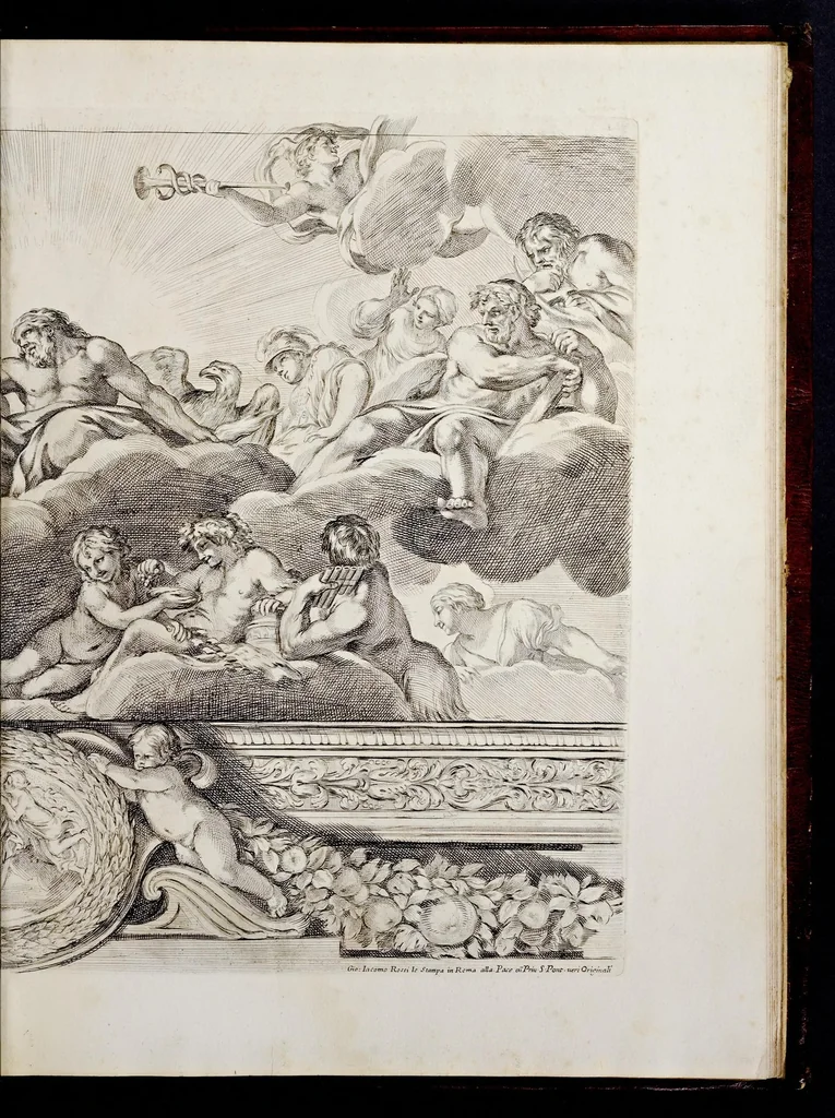 An illustration from Galeria dipinta nel palazzo del prencipe Panfilio da Pietro Berrettini da Cortona, 1661, leaf 34
