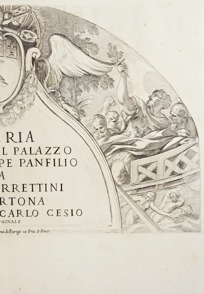 An illustration from Galeria dipinta nel palazzo del prencipe Panfilio da Pietro Berrettini da Cortona, 1661, leaf 4