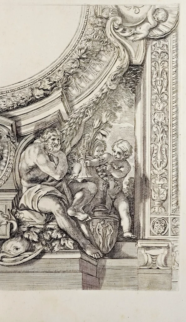 An illustration from Galeria dipinta nel palazzo del prencipe Panfilio da Pietro Berrettini da Cortona, 1661, leaf 44