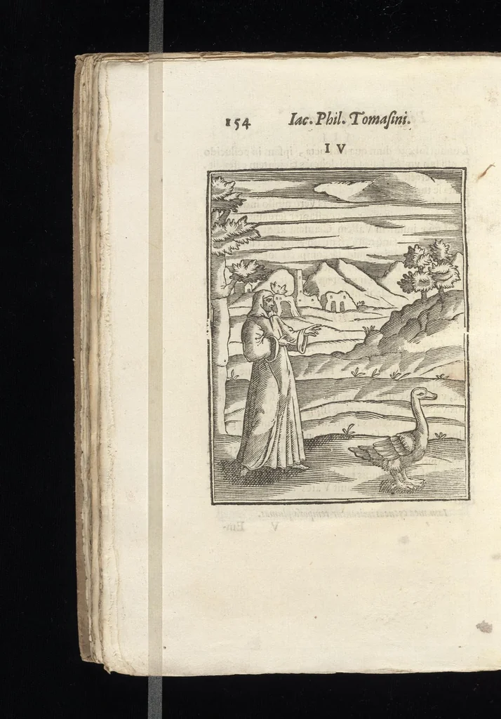 An illustration from Iacobi Philippi Tomasini Patauini ... Petrarcha rediuiuus : integram poetae celeberrimi vitam iconibus aere celatis exhibens : accessit nobilissimae foeminae Laurae breuis historia, 1635, leaf 173