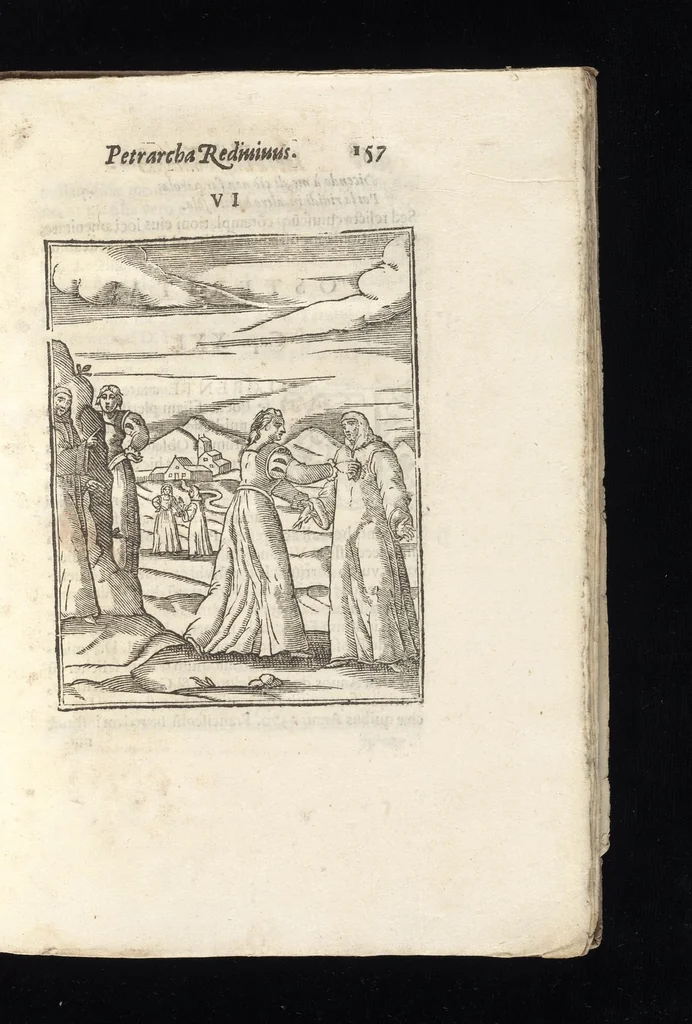 An illustration from Iacobi Philippi Tomasini Patauini ... Petrarcha rediuiuus : integram poetae celeberrimi vitam iconibus aere celatis exhibens : accessit nobilissimae foeminae Laurae breuis historia, 1635, leaf 176