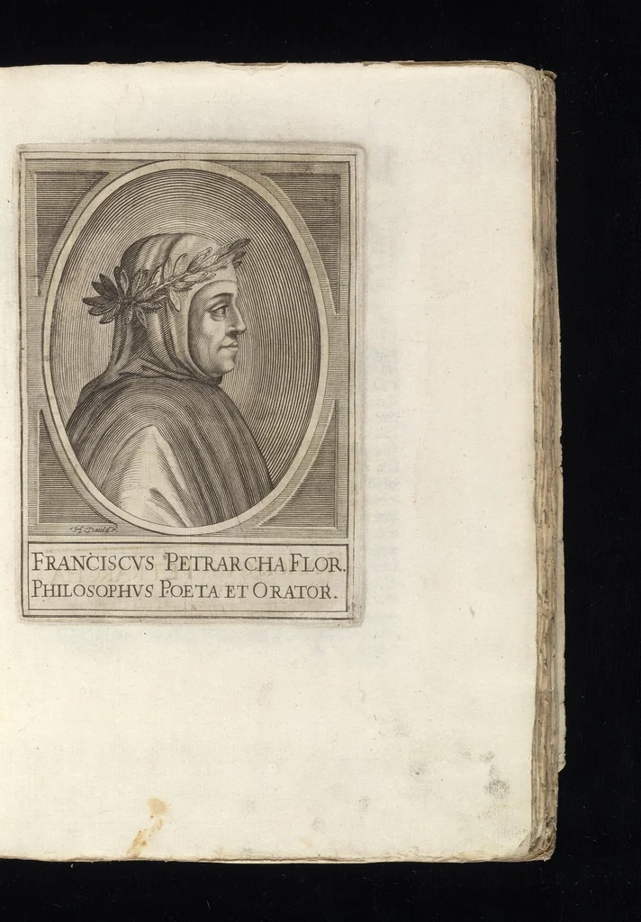 An illustration from Iacobi Philippi Tomasini Patauini ... Petrarcha rediuiuus : integram poetae celeberrimi vitam iconibus aere celatis exhibens : accessit nobilissimae foeminae Laurae breuis historia, 1635, leaf 18
