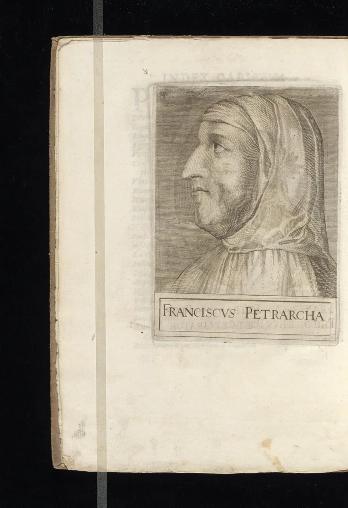 An illustration from Iacobi Philippi Tomasini Patauini ... Petrarcha rediuiuus : integram poetae celeberrimi vitam iconibus aere celatis exhibens : accessit nobilissimae foeminae Laurae breuis historia, 1635, leaf 19