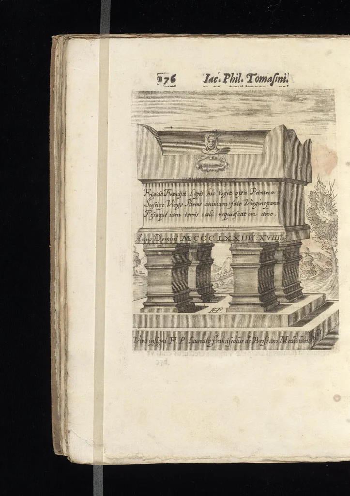 An illustration from Iacobi Philippi Tomasini Patauini ... Petrarcha rediuiuus : integram poetae celeberrimi vitam iconibus aere celatis exhibens : accessit nobilissimae foeminae Laurae breuis historia, 1635, leaf 195