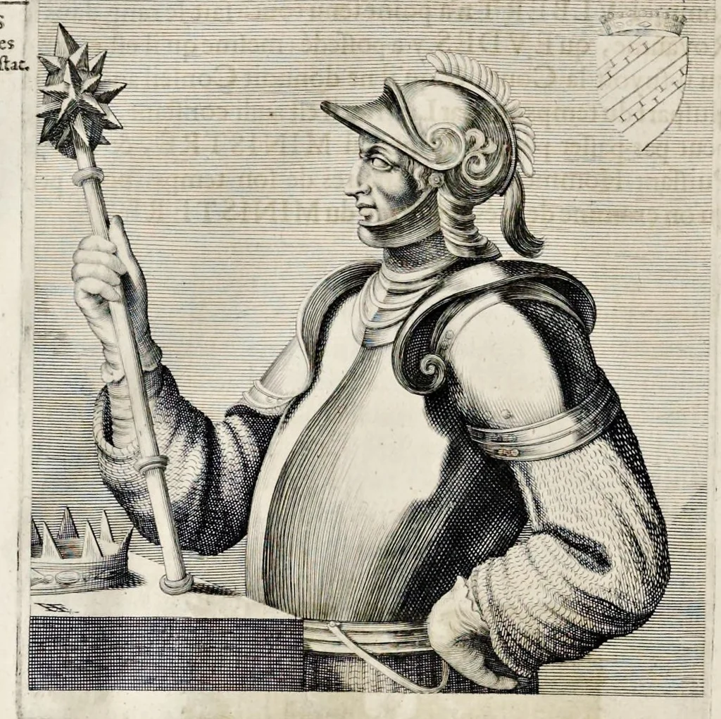 An illustration from Histoire des ministres d'estat : qui ont serui sous les roys de France de la troisiesme lignee, avec le sommaire des regnes ausquels ils ont vescu : le tout justifié par les chroniques des auteurs contemporains, chartes d'eglises, lettres & memoires des affaires d'estat, registres anciens, & autres bonnes preuues, 1642, leaf 119