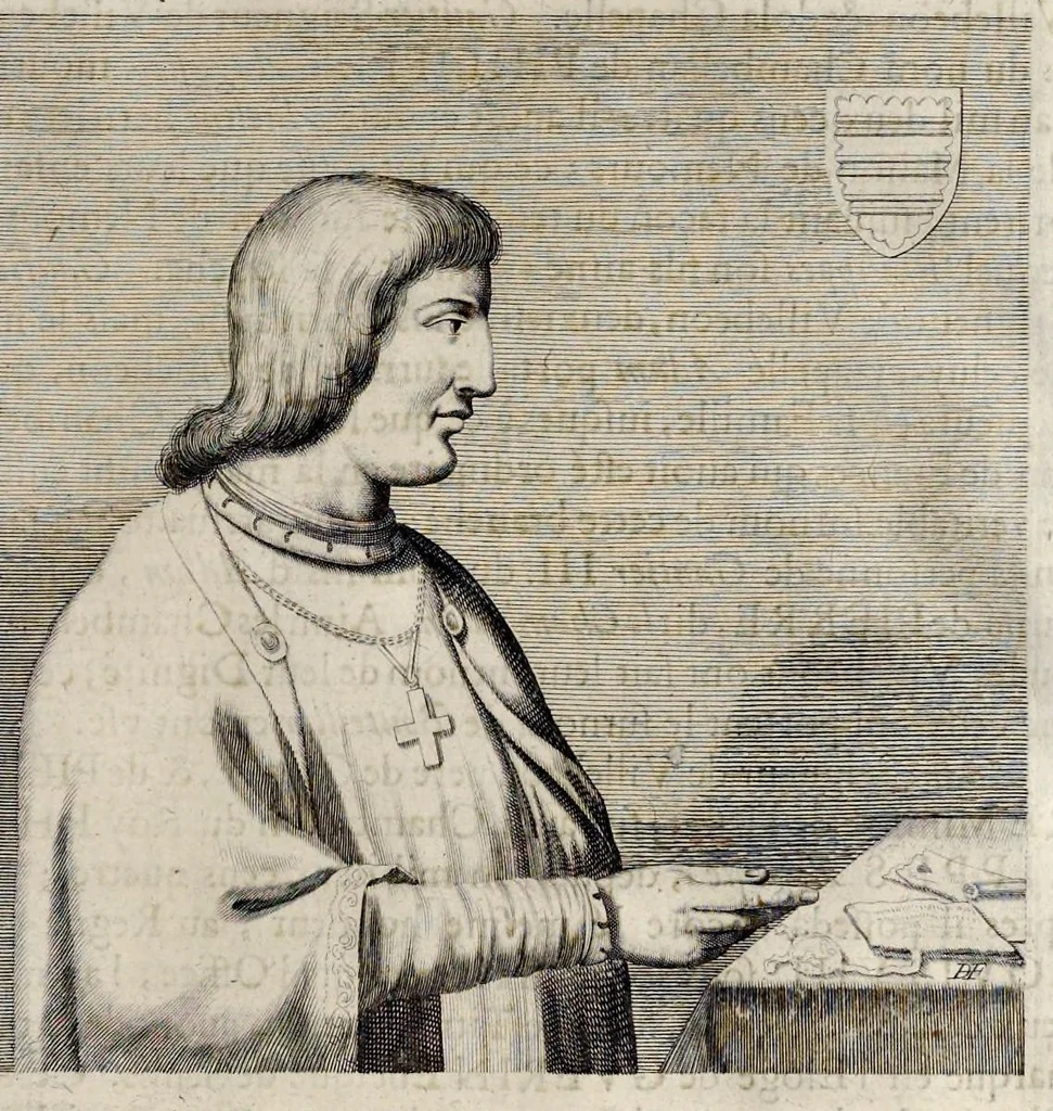 An illustration from Histoire des ministres d'estat : qui ont serui sous les roys de France de la troisiesme lignee, avec le sommaire des regnes ausquels ils ont vescu : le tout justifié par les chroniques des auteurs contemporains, chartes d'eglises, lettres & memoires des affaires d'estat, registres anciens, & autres bonnes preuues, 1642, leaf 492