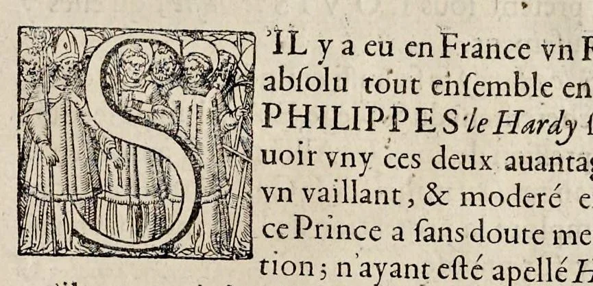 An illustration from Histoire des ministres d'estat : qui ont serui sous les roys de France de la troisiesme lignee, avec le sommaire des regnes ausquels ils ont vescu : le tout justifié par les chroniques des auteurs contemporains, chartes d'eglises, lettres & memoires des affaires d'estat, registres anciens, & autres bonnes preuues, 1642, leaf 516