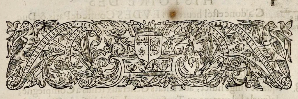 An illustration from Histoire des ministres d'estat : qui ont serui sous les roys de France de la troisiesme lignee, avec le sommaire des regnes ausquels ils ont vescu : le tout justifié par les chroniques des auteurs contemporains, chartes d'eglises, lettres & memoires des affaires d'estat, registres anciens, & autres bonnes preuues, 1642, leaf 60