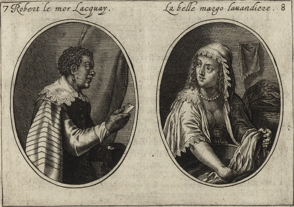 An illustration from Les abus du mariage, ou sont clairement representez les subtilitez deshonnestes, tant des femmes que des hommes, dont ils usent pour se tromper l'un l'autre. A cecy sont adjoustez quelques enseignemens pour corriger tels abus. Misbruick des houwelycx, waer in klaerlijck word uitgebeeldt de boosheden en loosheden zo wel tusschen mannen als vrouwen gepleeght, om malkander behendigh te bedriegen. Hier zijn bygevoeght eenige nutte en noodige leeringh, streckende tot verbeteringe der hedensdaeghsche bedorven huyshoudinge. The mistake off matrimonij, wherin is clearely set out the shamefull craftinesse as well by men, as women, pleading one against an other of their shamefull deceitfulnesse. Here is also by joyned some learned instructions to the amendement and reproouing of that filthinesse, 1641, leaf 22