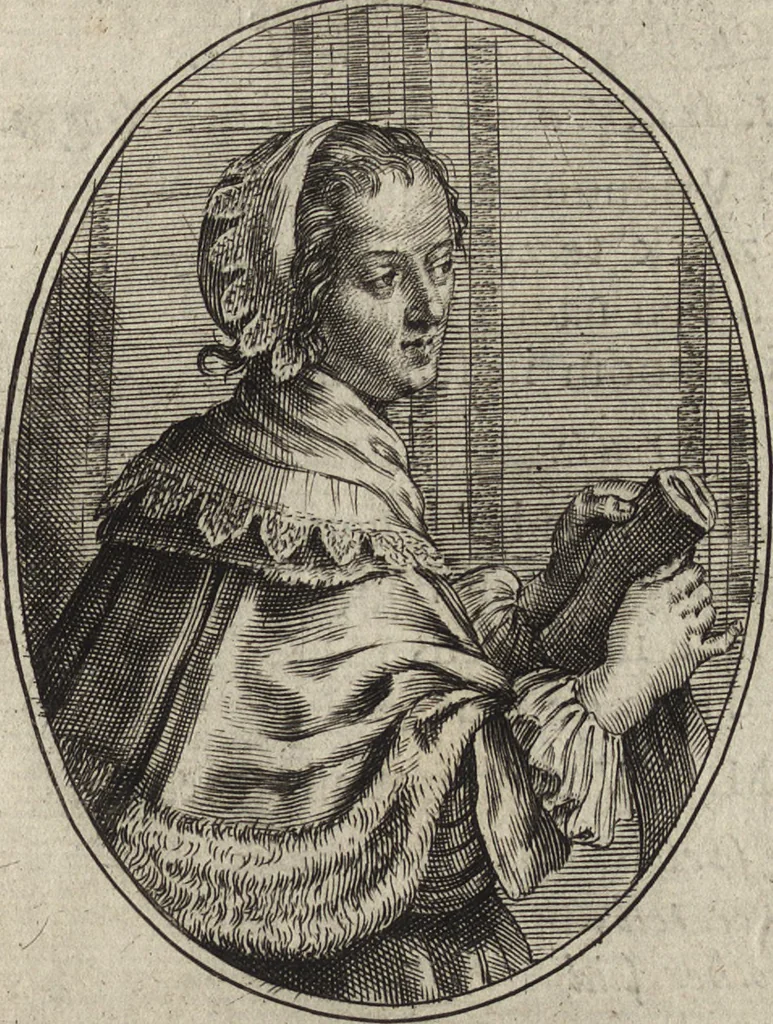 An illustration from Les abus du mariage, ou sont clairement representez les subtilitez deshonnestes, tant des femmes que des hommes, dont ils usent pour se tromper l'un l'autre. A cecy sont adjoustez quelques enseignemens pour corriger tels abus. Misbruick des houwelycx, waer in klaerlijck word uitgebeeldt de boosheden en loosheden zo wel tusschen mannen als vrouwen gepleeght, om malkander behendigh te bedriegen. Hier zijn bygevoeght eenige nutte en noodige leeringh, streckende tot verbeteringe der hedensdaeghsche bedorven huyshoudinge. The mistake off matrimonij, wherin is clearely set out the shamefull craftinesse as well by men, as women, pleading one against an other of their shamefull deceitfulnesse. Here is also by joyned some learned instructions to the amendement and reproouing of that filthinesse, 1641, leaf 26