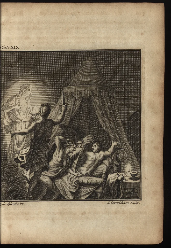 An illustration from The art of painting, in all its branches : methodically demonstrated by discourses and plates, and exemplified by remarks on the paintings of the best masters, and their perfections and oversights laid open, 1738, leaf 170