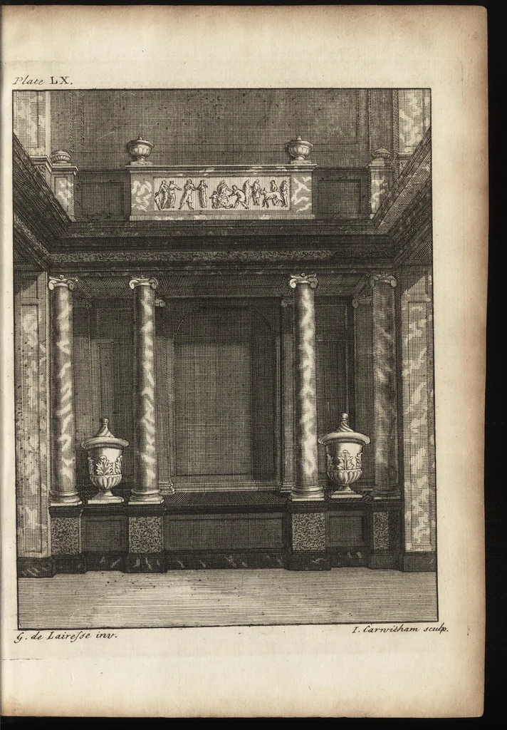 An illustration from The art of painting, in all its branches : methodically demonstrated by discourses and plates, and exemplified by remarks on the paintings of the best masters, and their perfections and oversights laid open, 1738, leaf 520