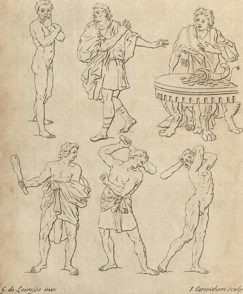 An illustration from The art of painting, in all its branches : methodically demonstrated by discourses and plates, and exemplified by remarks on the paintings of the best masters, and their perfections and oversights laid open, 1738, leaf 55