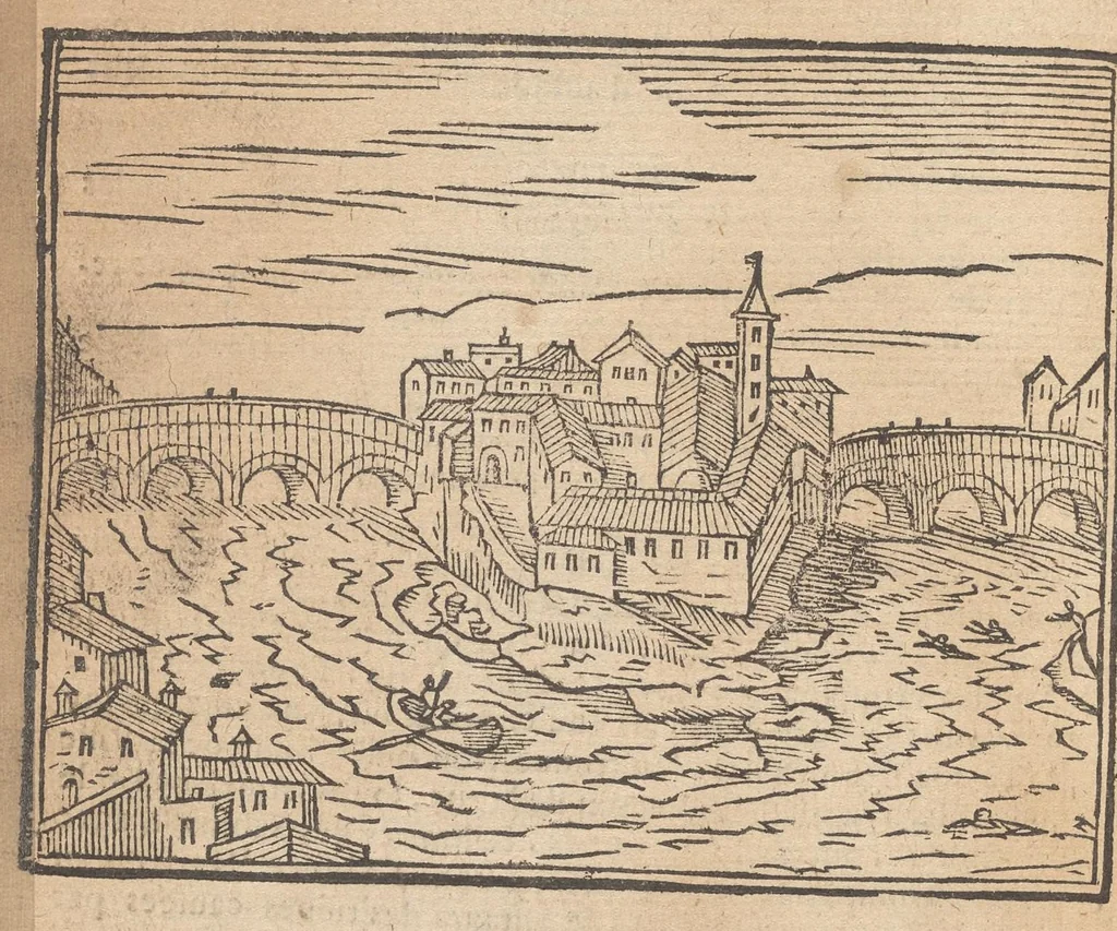 An illustration from Les merveilles de la ville de Rome : ou il est traictè des eglises, stations & reliques des corps saincts, qui y sont : auec la guide, qui enseigne aux estrangers à aysèment trouuer les choses plus remarquables de Rome : auec les noms de papes, empereurs & autres princes chrestiens ..., 1637, leaf 141