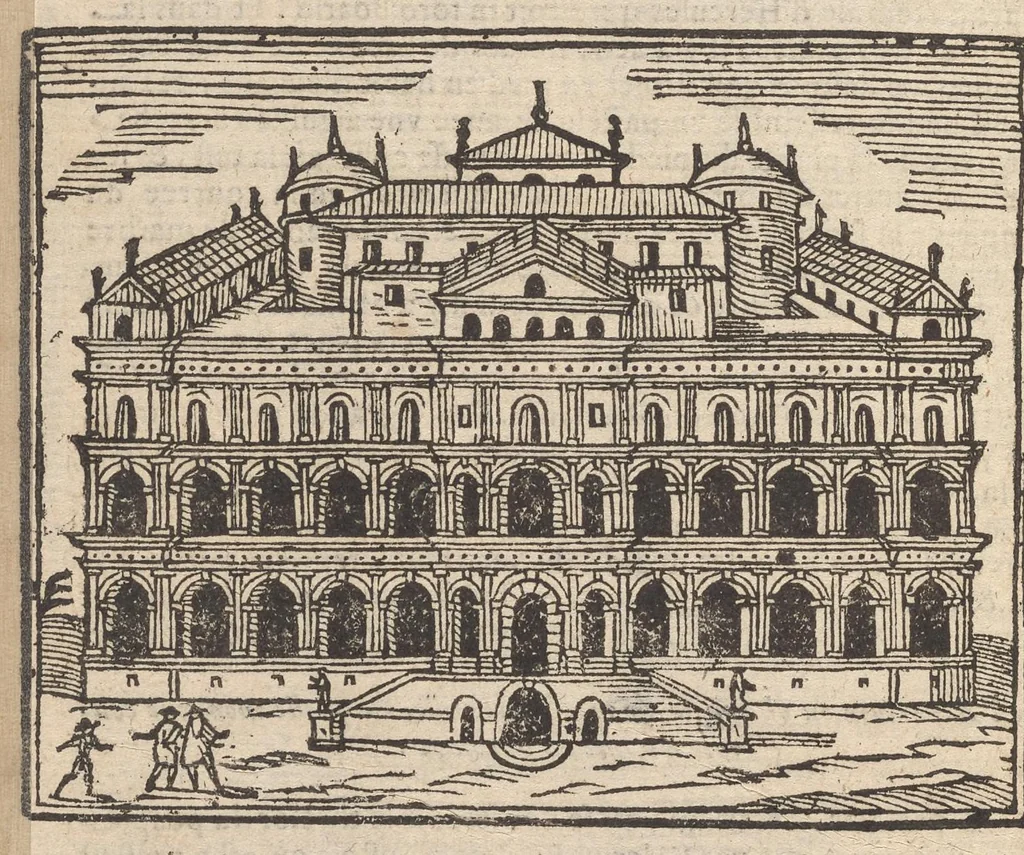 An illustration from Les merveilles de la ville de Rome : ou il est traictè des eglises, stations & reliques des corps saincts, qui y sont : auec la guide, qui enseigne aux estrangers à aysèment trouuer les choses plus remarquables de Rome : auec les noms de papes, empereurs & autres princes chrestiens ..., 1637, leaf 167