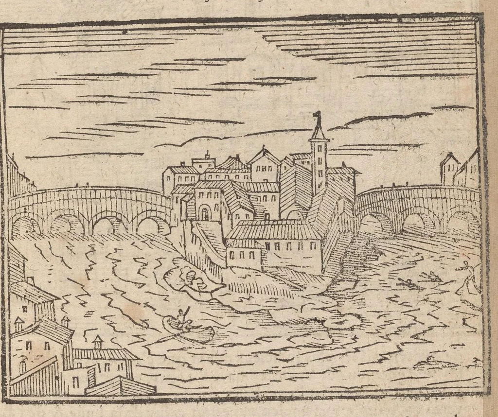 An illustration from Les merveilles de la ville de Rome : ou il est traictè des eglises, stations & reliques des corps saincts, qui y sont : auec la guide, qui enseigne aux estrangers à aysèment trouuer les choses plus remarquables de Rome : auec les noms de papes, empereurs & autres princes chrestiens ..., 1637, leaf 76