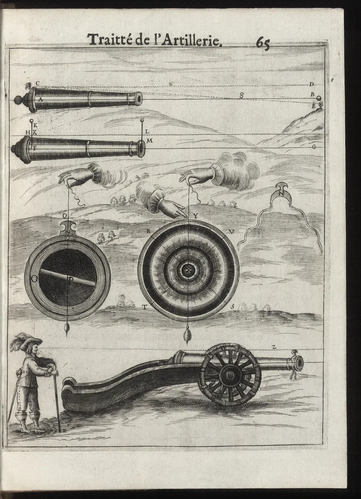 An illustration from Pratique de la guerre : contenant l'vsage de l'artillerie, bombes et mortiers, feux artificiels & petards, sappes & mines, ponts & pontons, tranchées & trauaux, auec l'ordre des assauts aux breches : ensemble vn traité des feux de joye, 1650, leaf 78