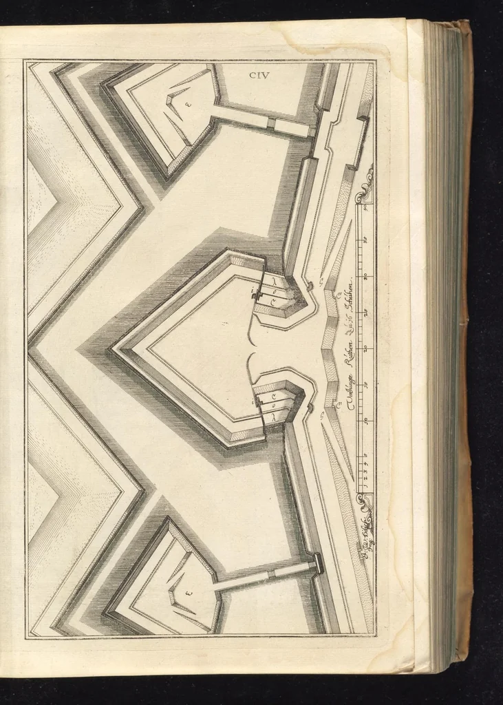 An illustration from Peribologia, oder, Bericht Wilhelmi Dilichy Hist. von Vestungsgebewen vieler Orter : vermehrett wie auch mit gebürenden Grundt vnd Auffrissen versehen vnd publisirett durch Johannem Wilhelmum Dilichium .., 1640, leaf 348