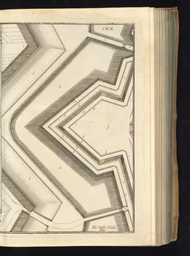 An illustration from Peribologia, oder, Bericht Wilhelmi Dilichy Hist. von Vestungsgebewen vieler Orter : vermehrett wie auch mit gebürenden Grundt vnd Auffrissen versehen vnd publisirett durch Johannem Wilhelmum Dilichium .., 1640, leaf 384