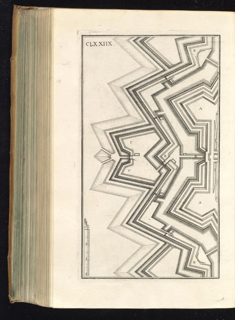 An illustration from Peribologia, oder, Bericht Wilhelmi Dilichy Hist. von Vestungsgebewen vieler Orter : vermehrett wie auch mit gebürenden Grundt vnd Auffrissen versehen vnd publisirett durch Johannem Wilhelmum Dilichium .., 1640, leaf 519