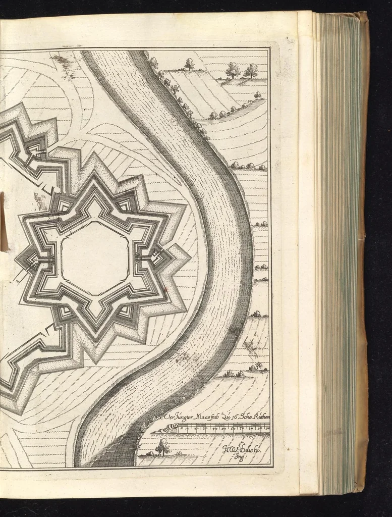 An illustration from Peribologia, oder, Bericht Wilhelmi Dilichy Hist. von Vestungsgebewen vieler Orter : vermehrett wie auch mit gebürenden Grundt vnd Auffrissen versehen vnd publisirett durch Johannem Wilhelmum Dilichium .., 1640, leaf 640