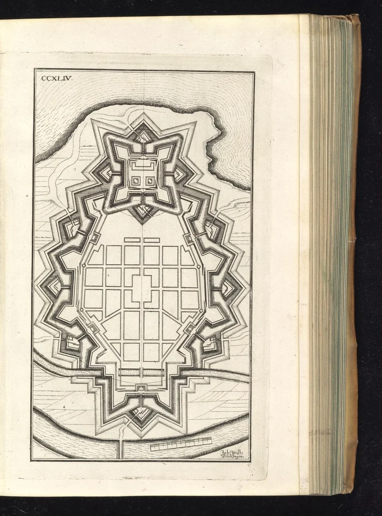 An illustration from Peribologia, oder, Bericht Wilhelmi Dilichy Hist. von Vestungsgebewen vieler Orter : vermehrett wie auch mit gebürenden Grundt vnd Auffrissen versehen vnd publisirett durch Johannem Wilhelmum Dilichium .., 1640, leaf 678