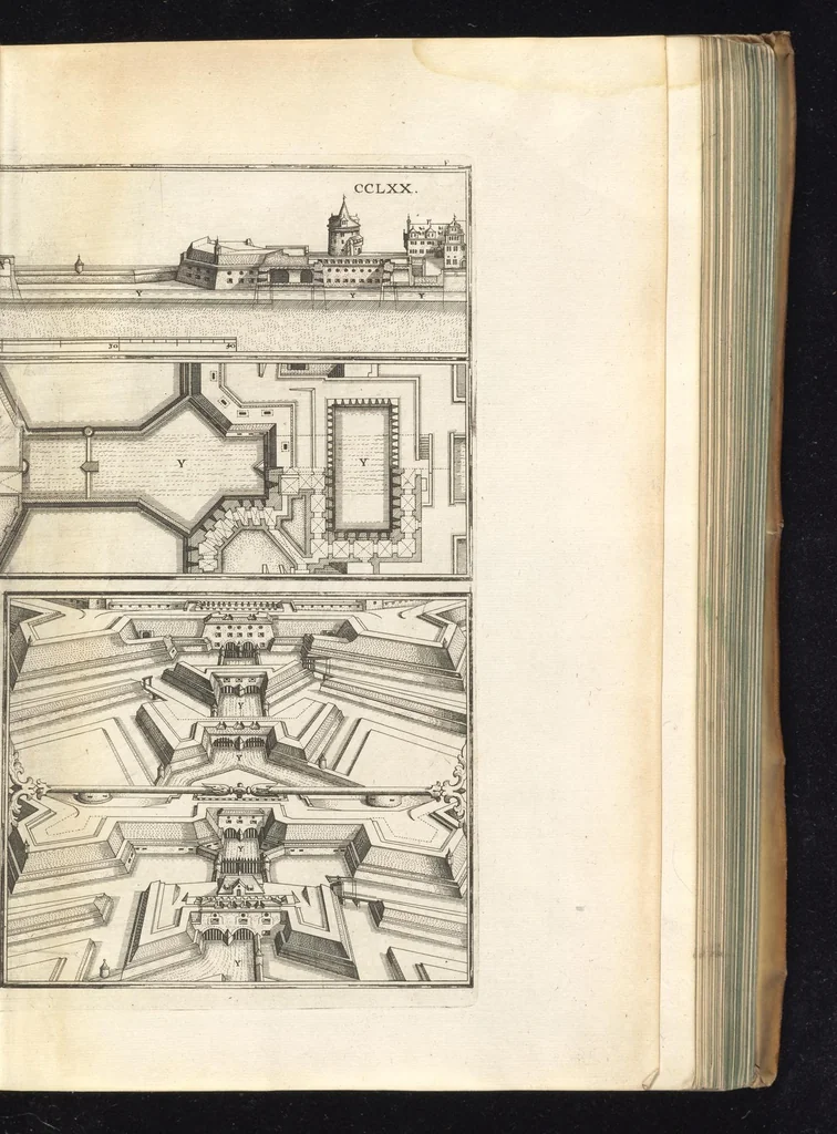 An illustration from Peribologia, oder, Bericht Wilhelmi Dilichy Hist. von Vestungsgebewen vieler Orter : vermehrett wie auch mit gebürenden Grundt vnd Auffrissen versehen vnd publisirett durch Johannem Wilhelmum Dilichium .., 1640, leaf 742