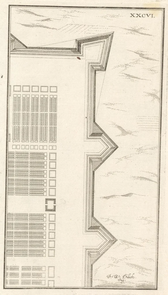 An illustration from Peribologia, oder, Bericht Wilhelmi Dilichy Hist. von Vestungsgebewen vieler Orter : vermehrett wie auch mit gebürenden Grundt vnd Auffrissen versehen vnd publisirett durch Johannem Wilhelmum Dilichium .., 1640, leaf 978