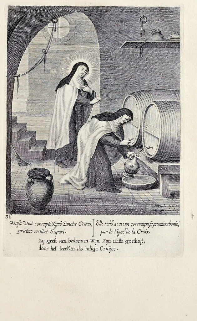 An illustration from Vitae S. Eliae prophetae, S. Mariae Magdalenae de Pazzi & S. Alberti Ordinis Beatissimae Virginis Mariae de Monte Carmelo, iconibus expressae quibus 40 aliae pulcherrimae ejusdem Ordinis sanctorum sanctarumque adjunctae sunt, leaf 192