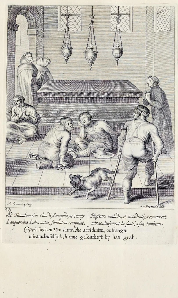 An illustration from Vitae S. Eliae prophetae, S. Mariae Magdalenae de Pazzi & S. Alberti Ordinis Beatissimae Virginis Mariae de Monte Carmelo, iconibus expressae quibus 40 aliae pulcherrimae ejusdem Ordinis sanctorum sanctarumque adjunctae sunt, leaf 212