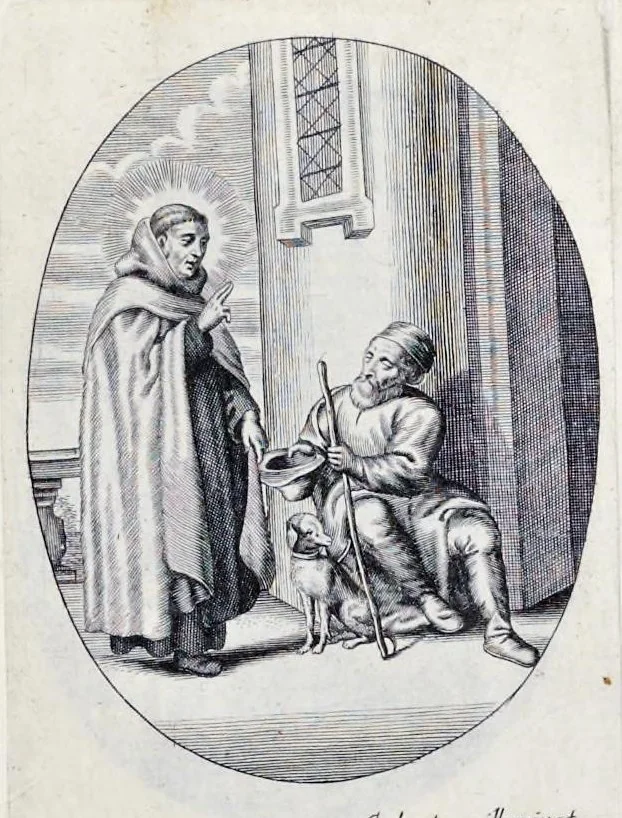 An illustration from Vitae S. Eliae prophetae, S. Mariae Magdalenae de Pazzi & S. Alberti Ordinis Beatissimae Virginis Mariae de Monte Carmelo, iconibus expressae quibus 40 aliae pulcherrimae ejusdem Ordinis sanctorum sanctarumque adjunctae sunt, leaf 228