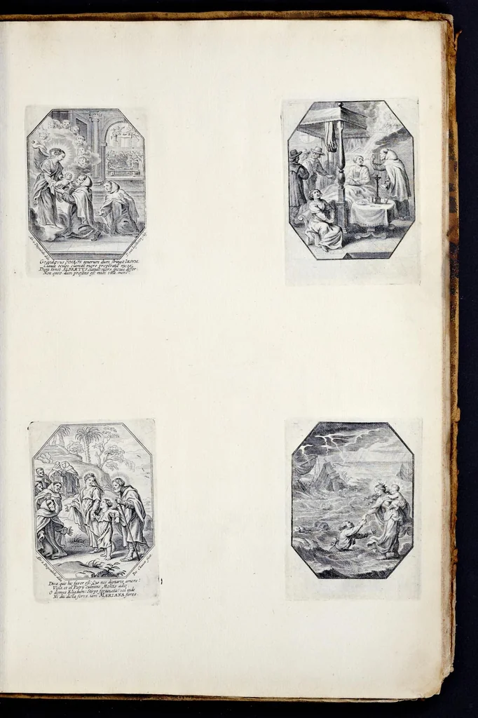 An illustration from Vitae S. Eliae prophetae, S. Mariae Magdalenae de Pazzi & S. Alberti Ordinis Beatissimae Virginis Mariae de Monte Carmelo, iconibus expressae quibus 40 aliae pulcherrimae ejusdem Ordinis sanctorum sanctarumque adjunctae sunt, leaf 238