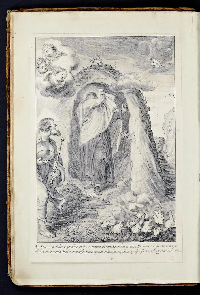 An illustration from Vitae S. Eliae prophetae, S. Mariae Magdalenae de Pazzi & S. Alberti Ordinis Beatissimae Virginis Mariae de Monte Carmelo, iconibus expressae quibus 40 aliae pulcherrimae ejusdem Ordinis sanctorum sanctarumque adjunctae sunt, leaf 53