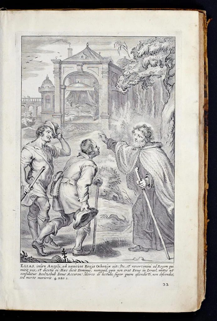 An illustration from Vitae S. Eliae prophetae, S. Mariae Magdalenae de Pazzi & S. Alberti Ordinis Beatissimae Virginis Mariae de Monte Carmelo, iconibus expressae quibus 40 aliae pulcherrimae ejusdem Ordinis sanctorum sanctarumque adjunctae sunt, leaf 74