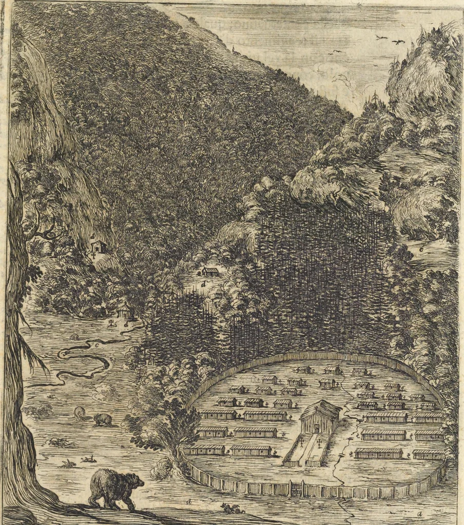 An illustration from Historia del patriarcha S. Giovan Gualberto, primo abbate et institutore del monastico ordine del Vallombrosa, 1640, leaf 134