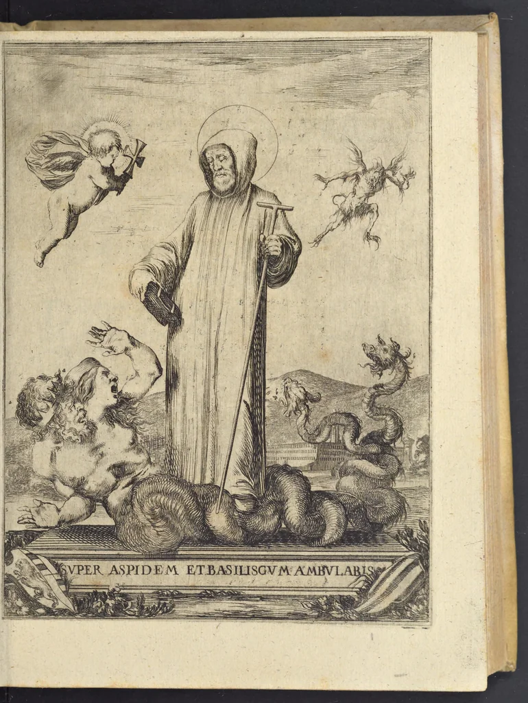 An illustration from Historia del patriarcha S. Giovan Gualberto, primo abbate et institutore del monastico ordine del Vallombrosa, 1640, leaf 32