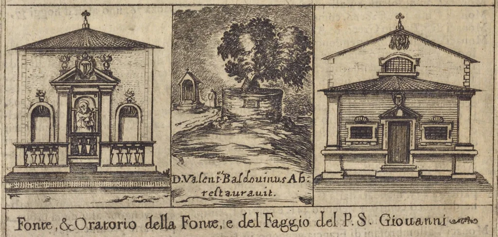 An illustration from Historia del patriarcha S. Giovan Gualberto, primo abbate et institutore del monastico ordine del Vallombrosa, 1640, leaf 573