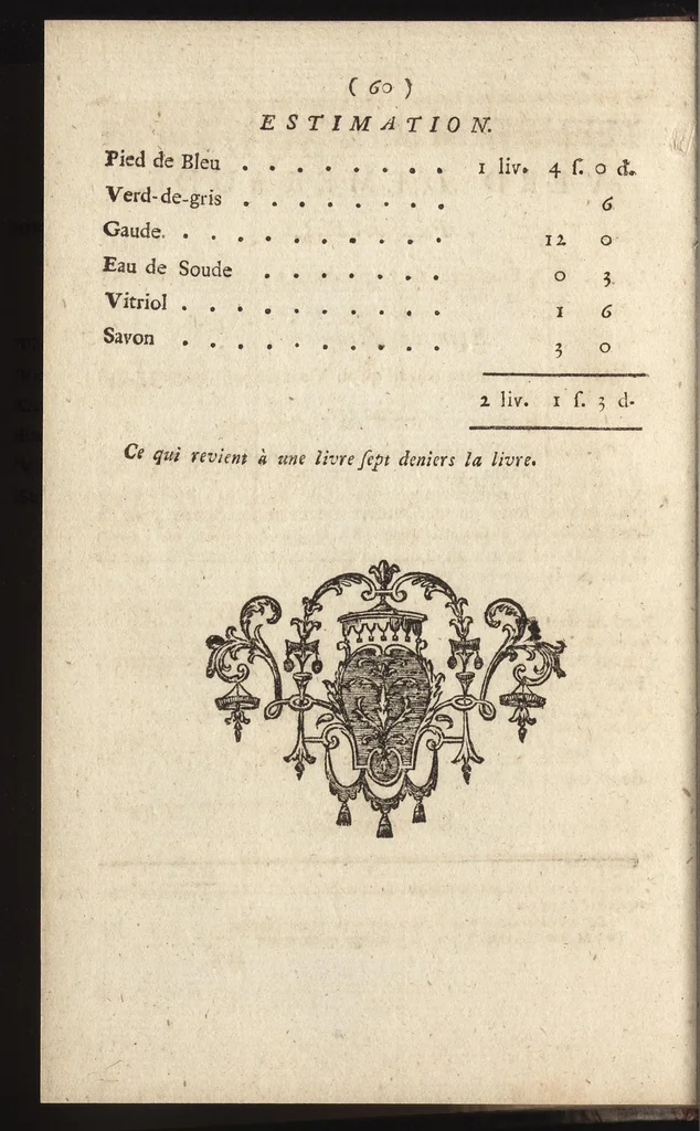 An illustration from Procès-verbal des opérations de teintures faites à Yvetot, 1756, leaf 67
